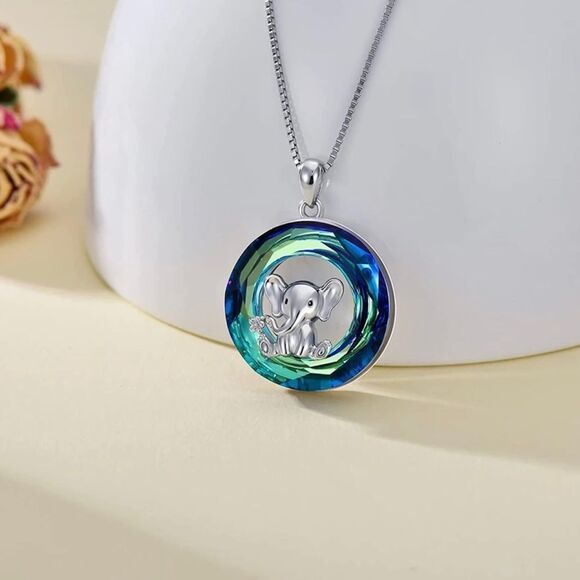 Cute Elephant Pendant Necklace 20” - Picture 1 of 6